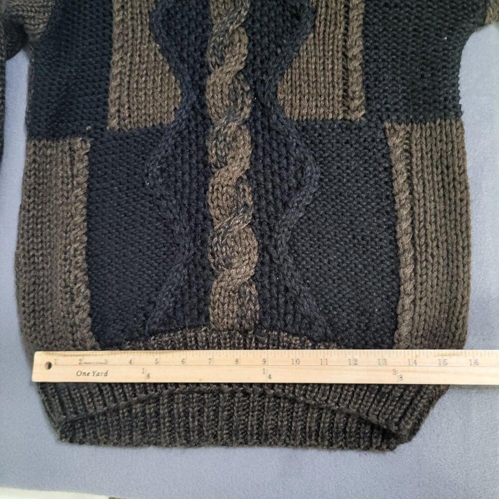 SOLE Men's Small VTG Sweater Brown/Black Pullover Retro Korea Ugly Old Money - Picture 5 of 5